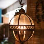 Antique Cast Iron Glass Ball Light